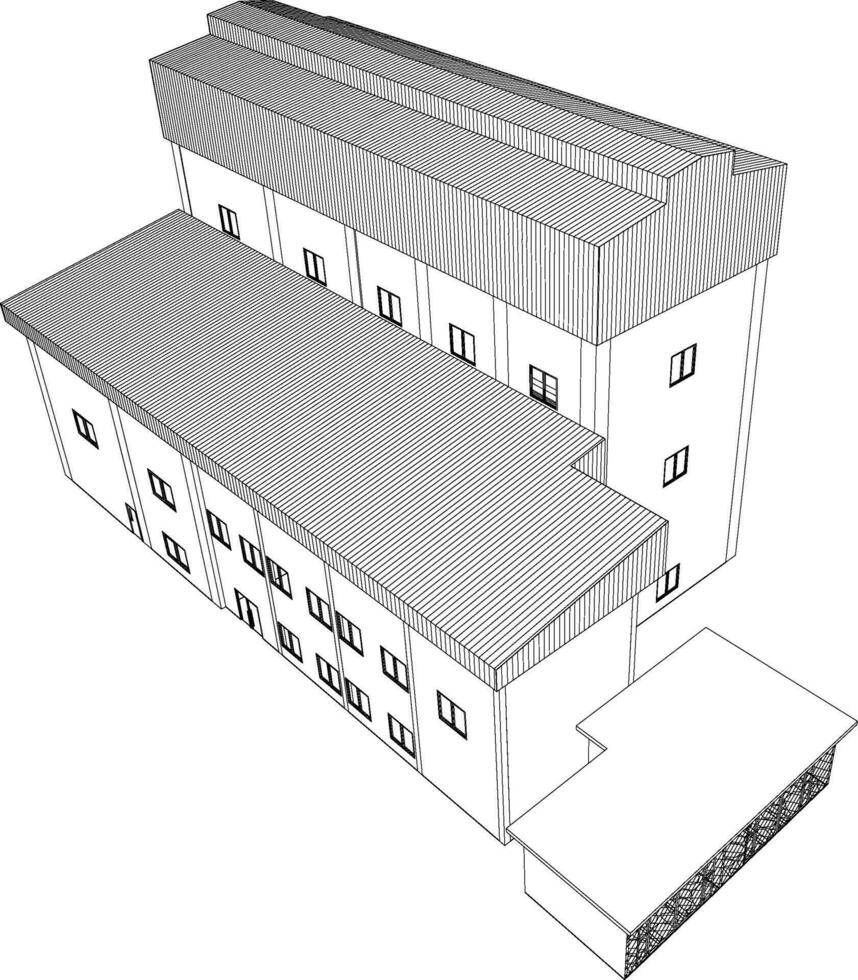 3d ilustración de industrial edificio vector