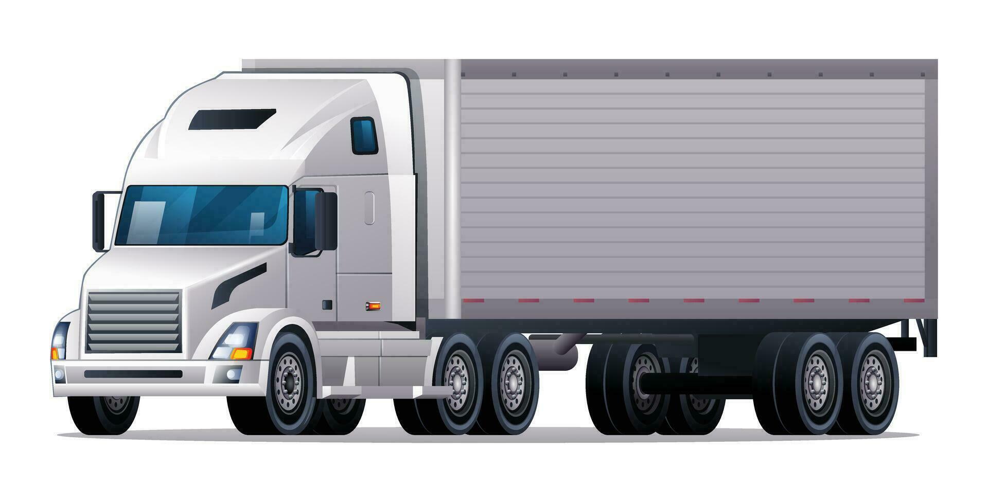 Container truck vector illustration. Cargo delivery truck isolated on white background