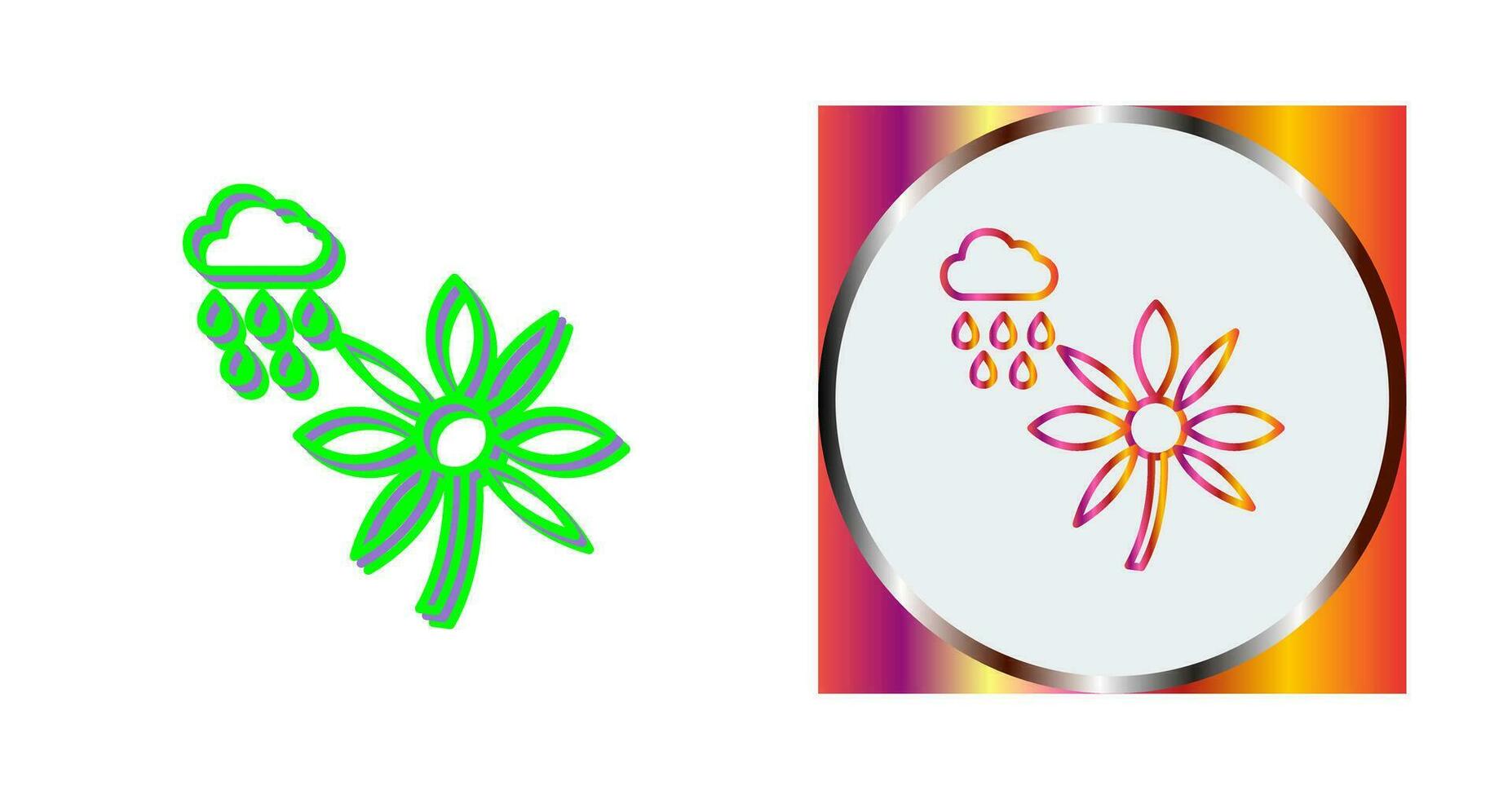 Flower with rain Vector Icon