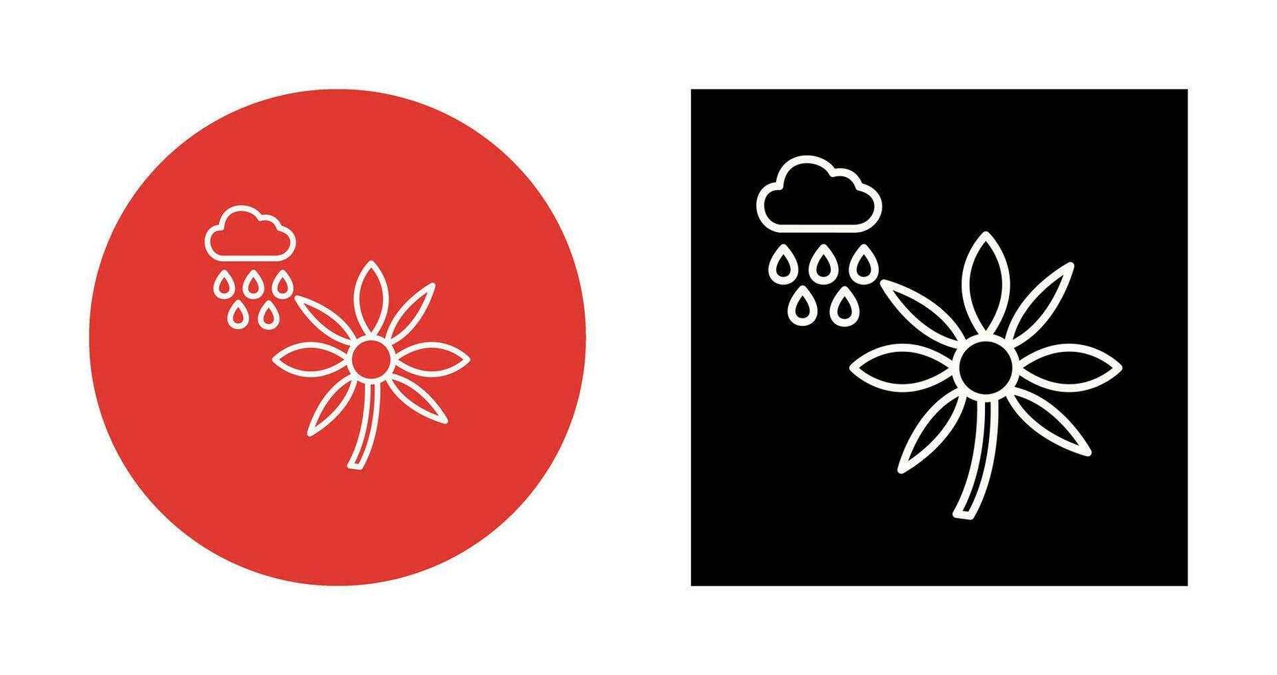 Flower with rain Vector Icon