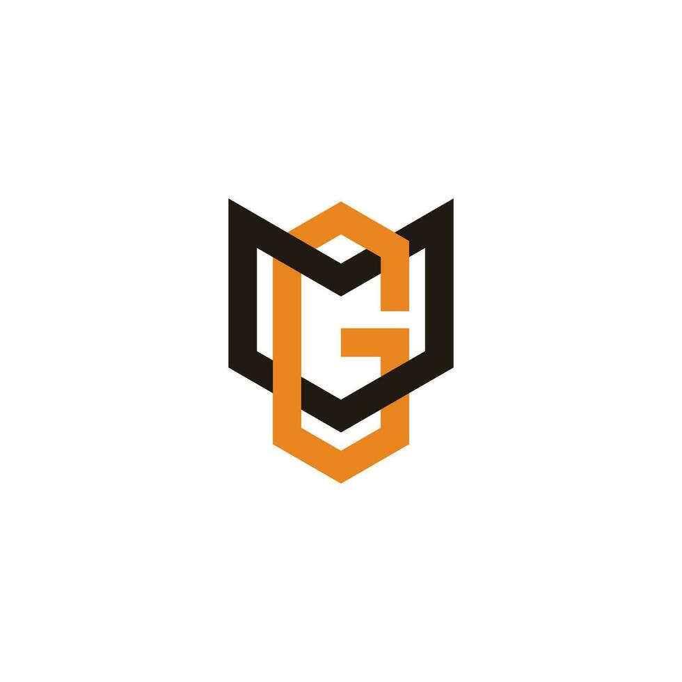 letter mg linked colorful line simple logo vector