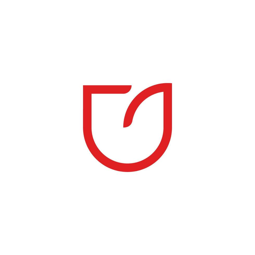 letter uj simple geometric linked line logo vector