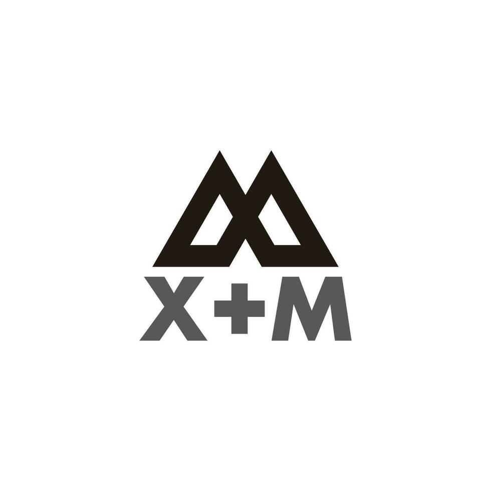 letter xm simple linked geometric line symbol vector