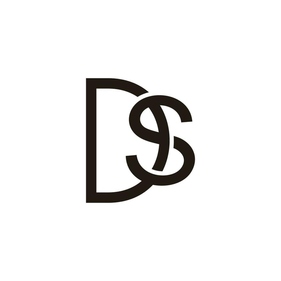 letter ds linked 3d flat logo vector
