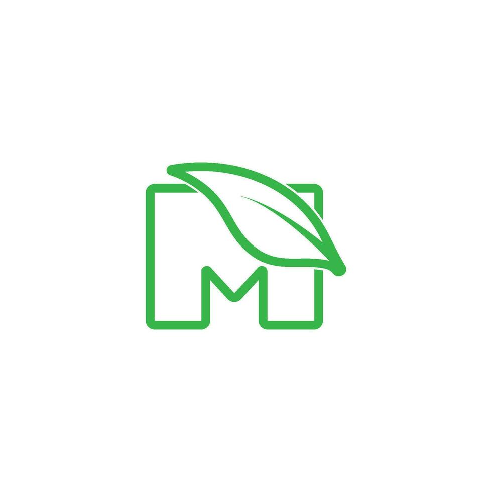 letter m linear leaf geometric logo vector