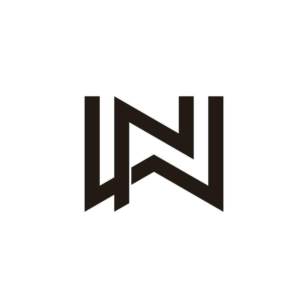 letter wn simple geometric line overlap logo vector