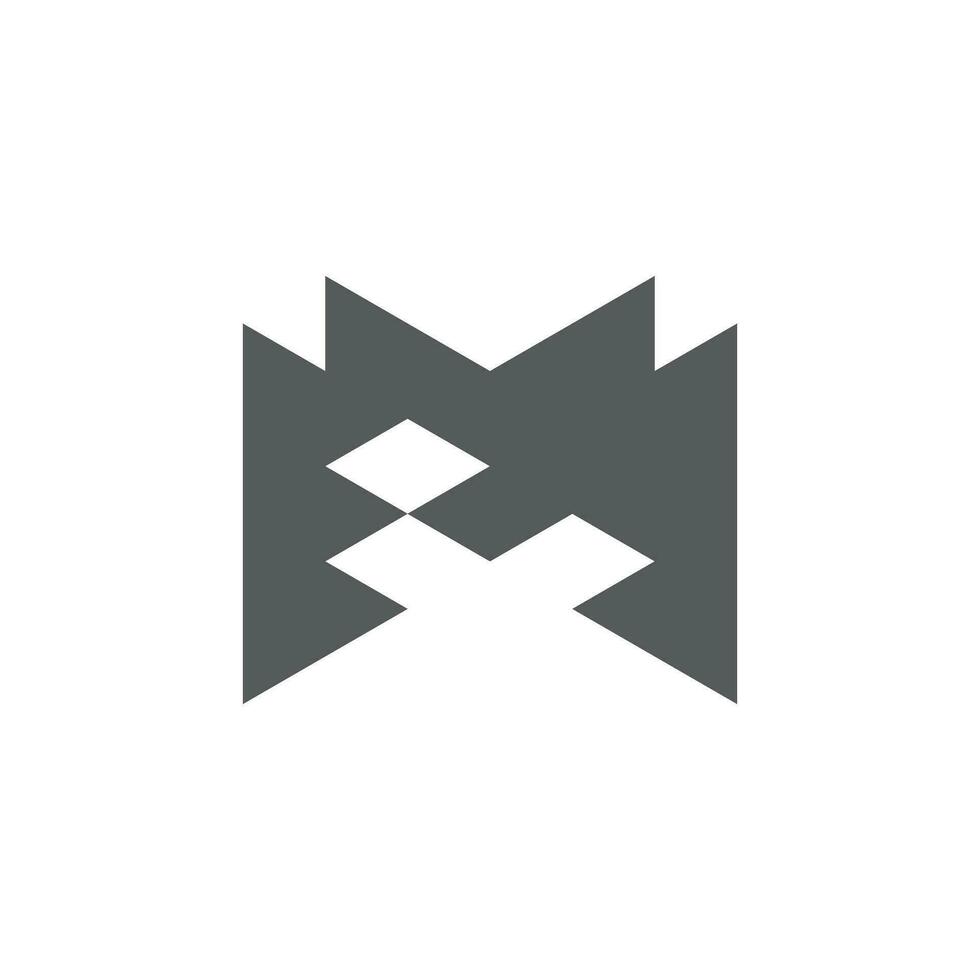 letra metro sencillo geométrico cuadrado píxel logo vector