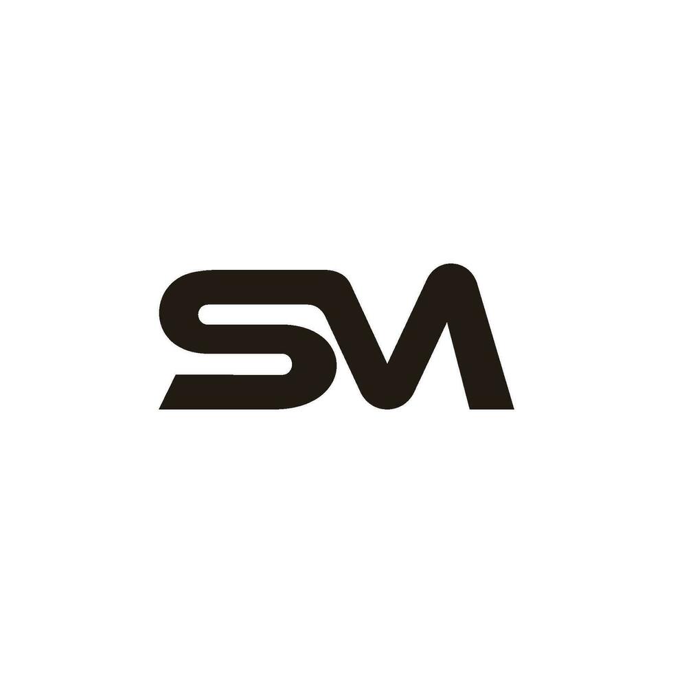 letter sm simple connect line symbol logo vector