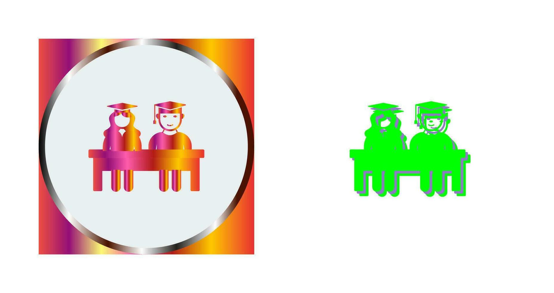 Unique Students Sitting Vector Icon