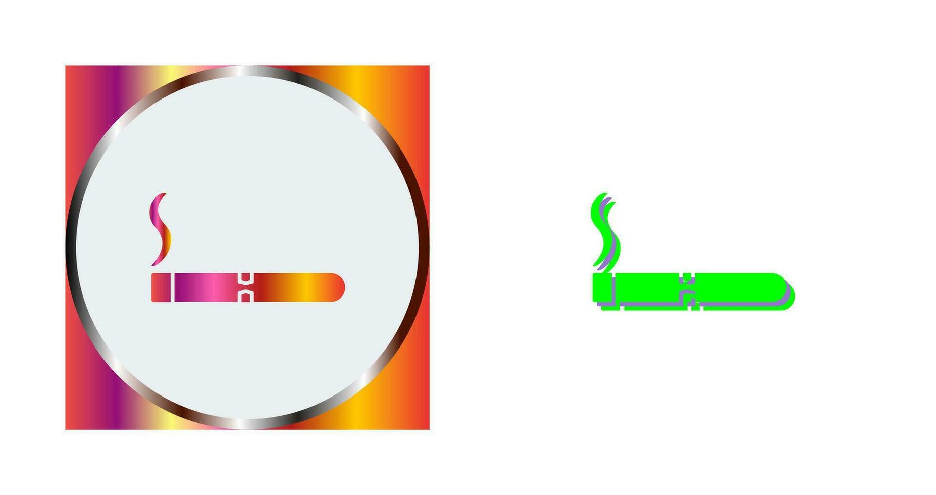 icono de vector de cigarro encendido único