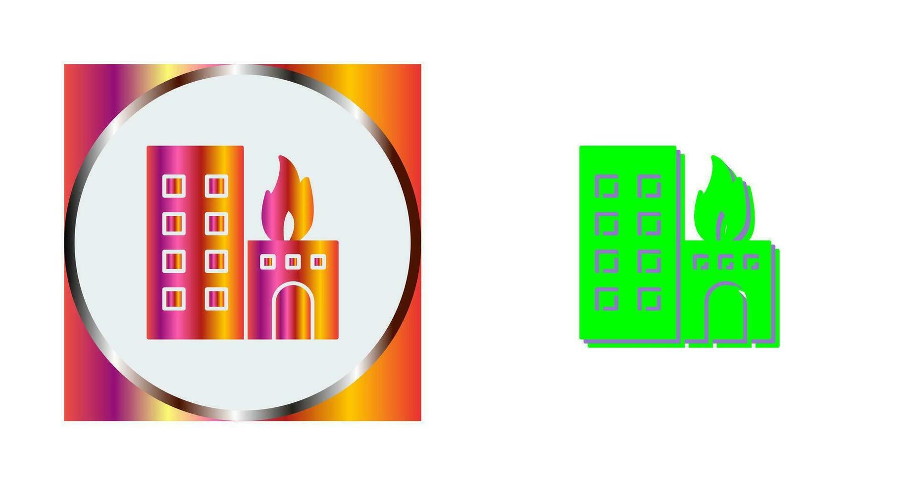 icono de vector de edificio en llamas único