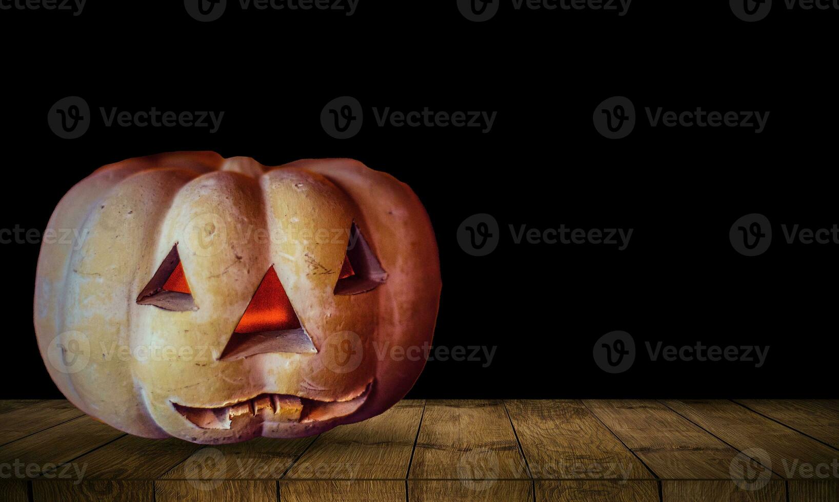 Wooden table with dark blurred background. photo