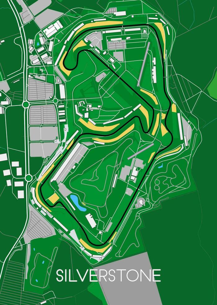 silverstone coche carrera circuito mapa unido Reino vector