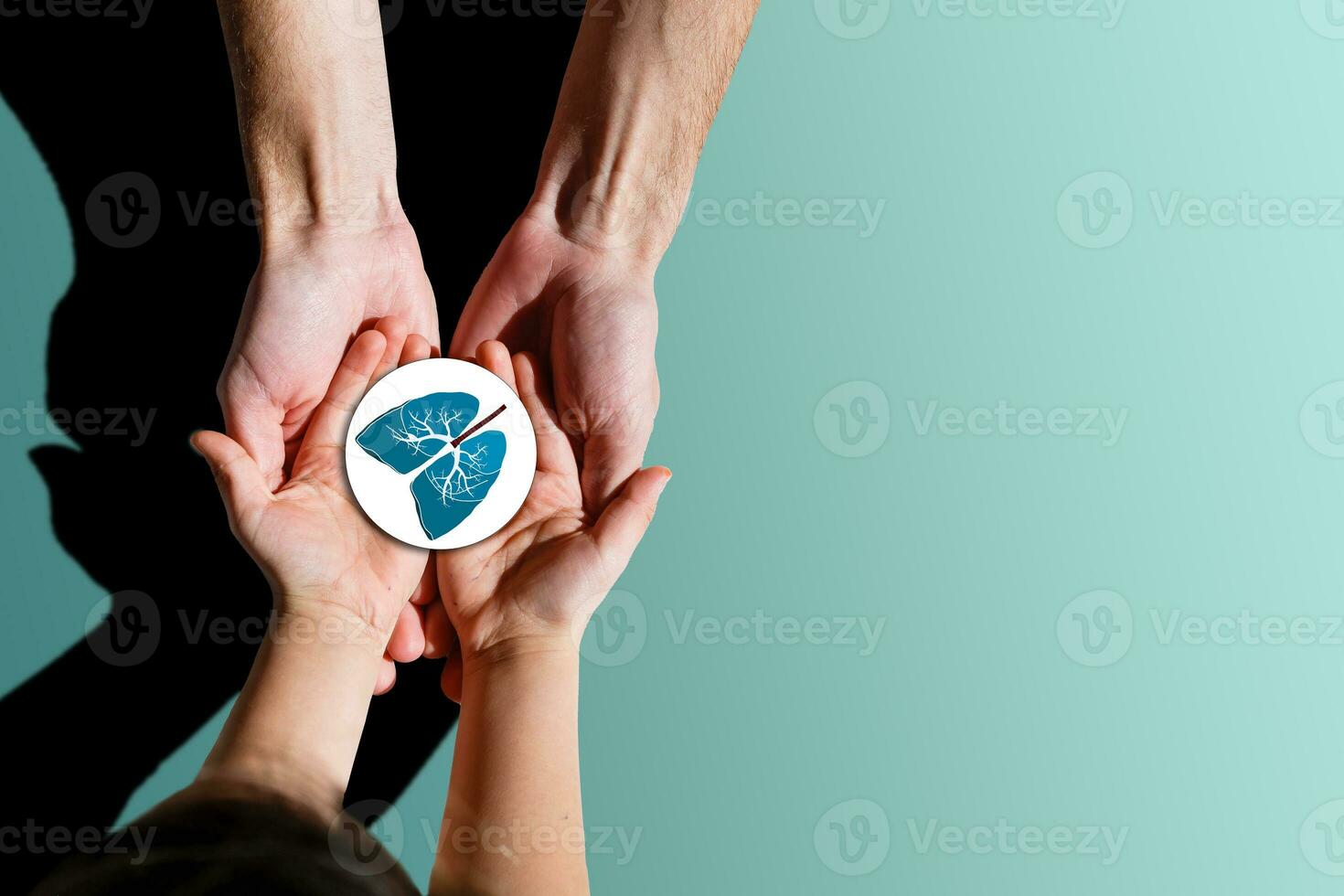 Adult and child hands holding lung, world tuberculosis day, world no tobacco day, lung cancer, coronavirus covid-19, Pulmonary hypertension, Pneumonia, copd, eco air pollution,organ donation concept photo