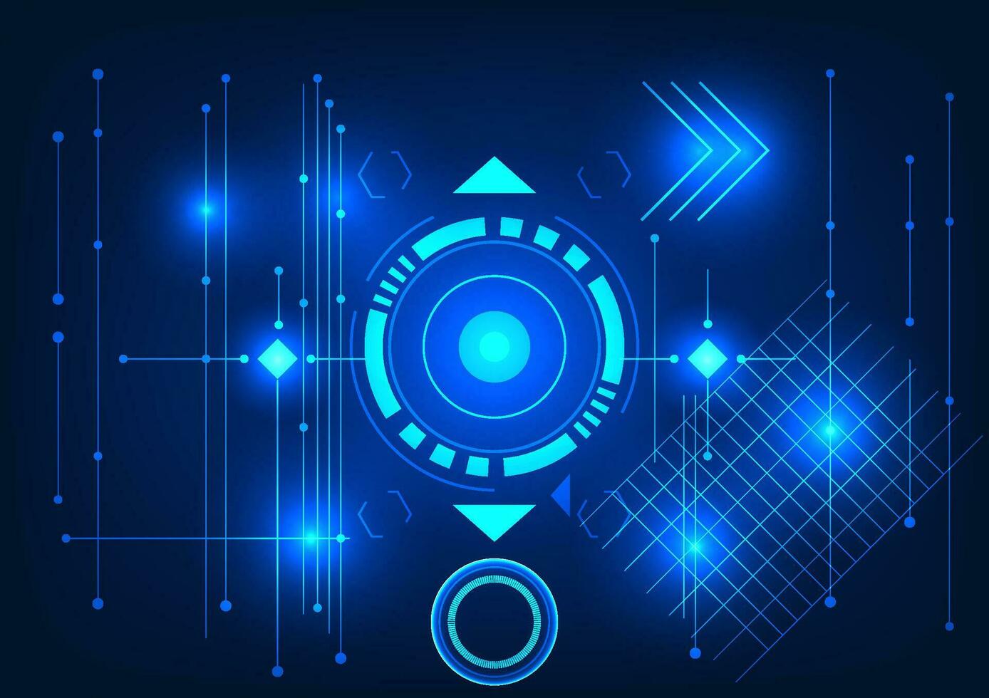 Abstract technology background The technology circle is in the middle with interesting technology elements. Referring to smart technology that plays a role in people's lives. vector