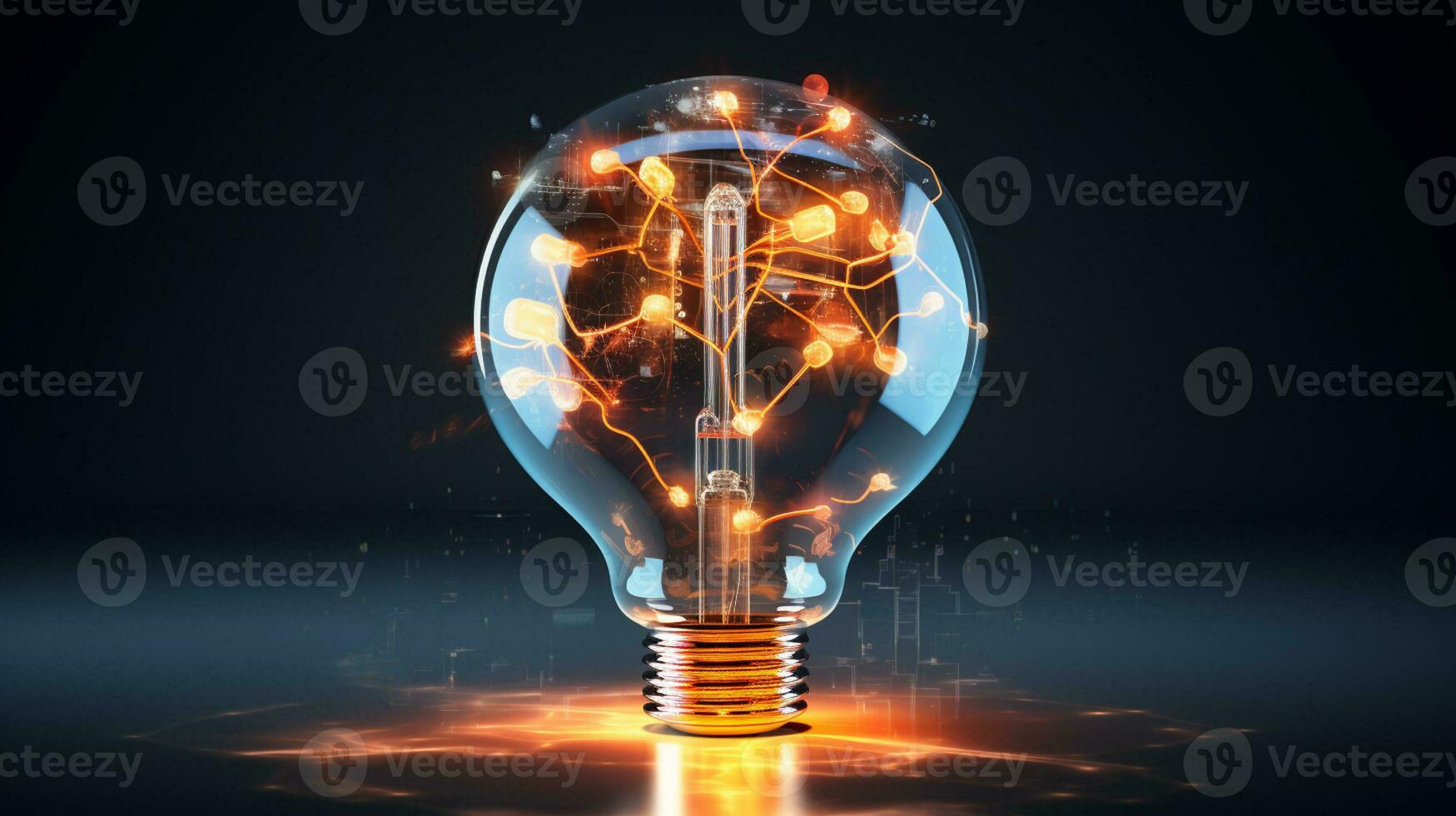 glowing filament ignites ideas for innovative solutions Generative AI photo