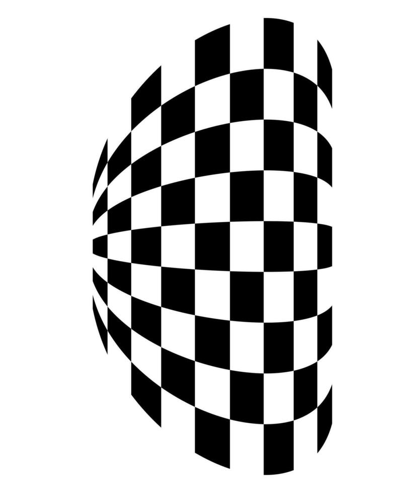 Distorted checkered pattern black and white background design vector illustration.