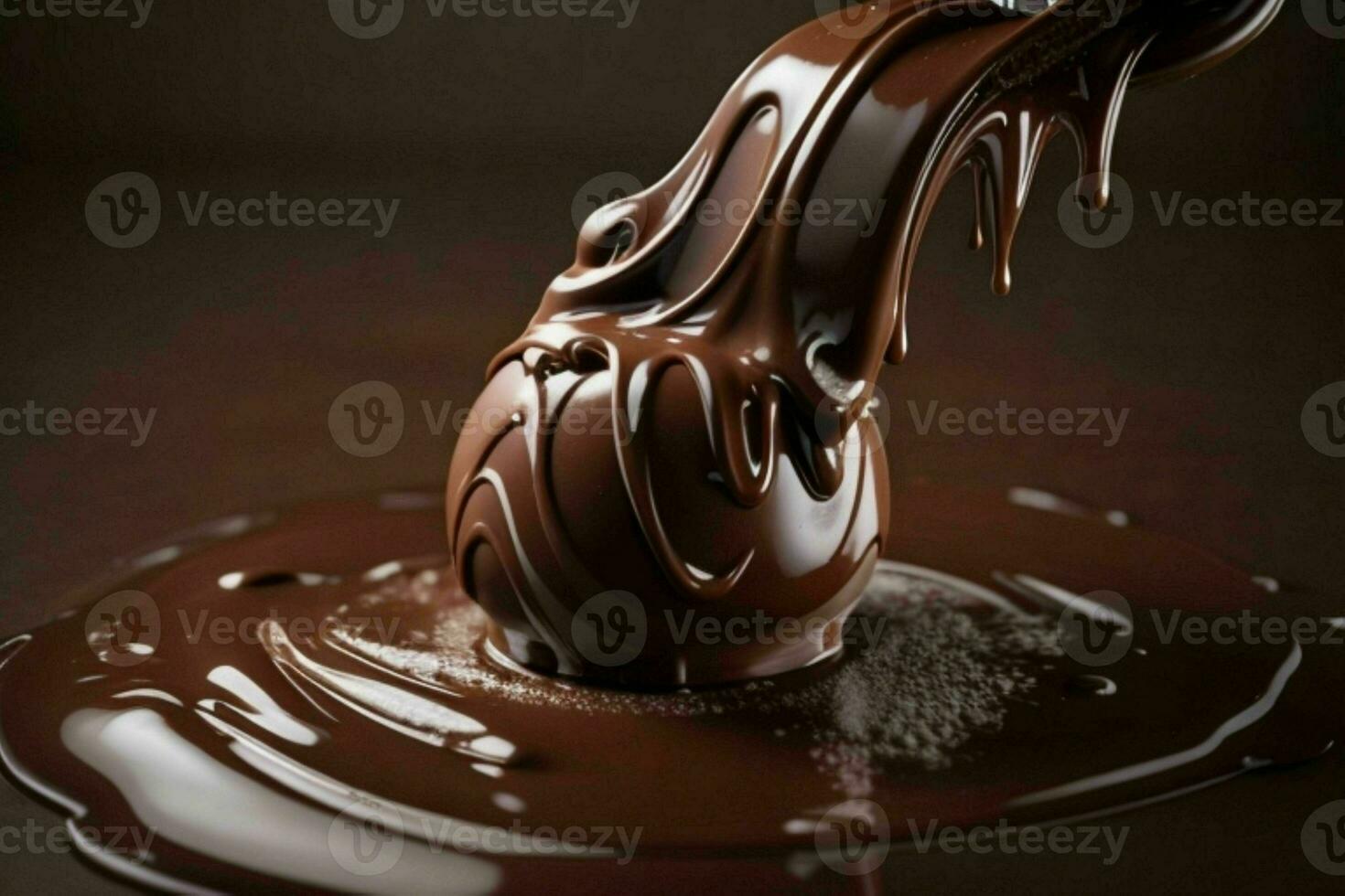 Melted chocolate. AI Generative Pro Photo