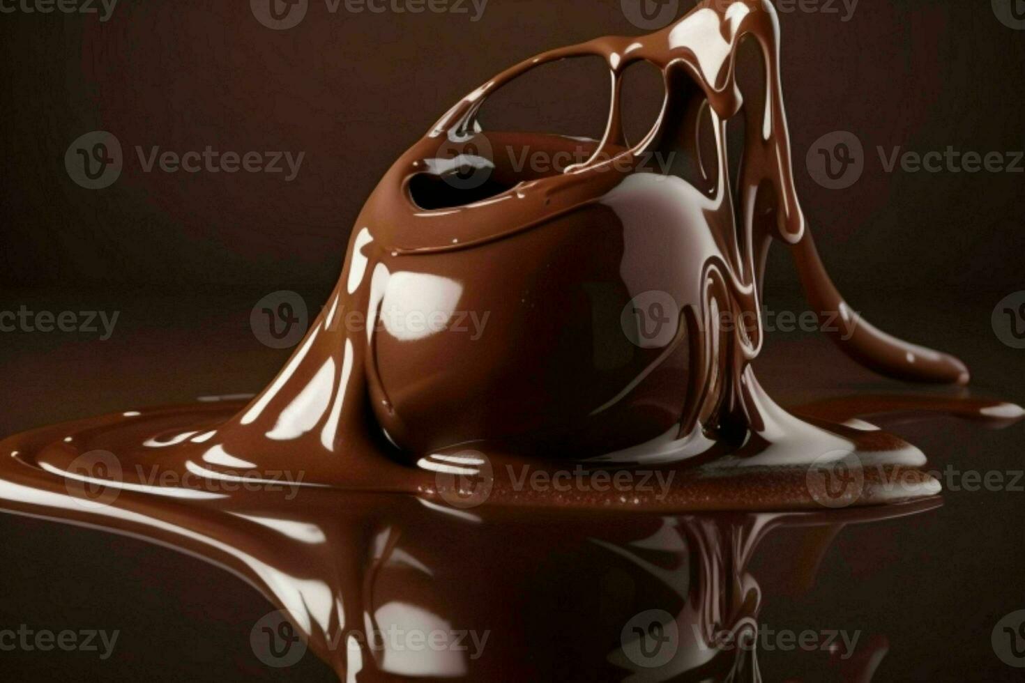 Melted chocolate. AI Generative Pro Photo