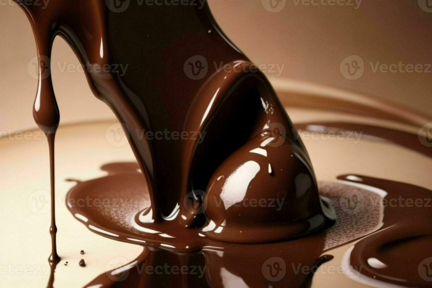 Melted chocolate. AI Generative Pro Photo