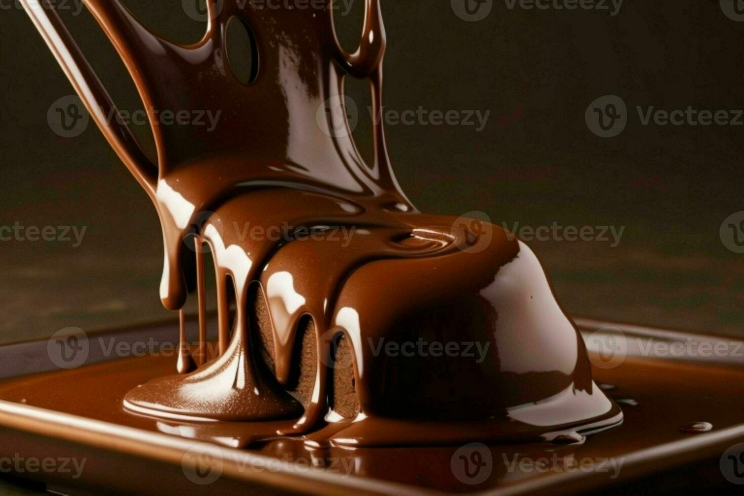 Melted chocolate. AI Generative Pro Photo