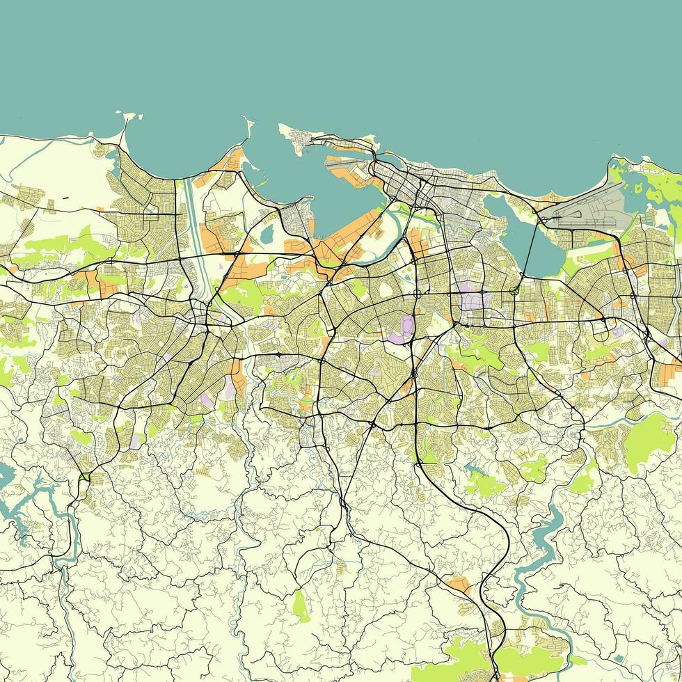 Map of San Juan, Puerto Rico vector