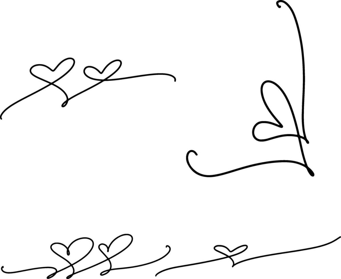 heart doodle line art vector