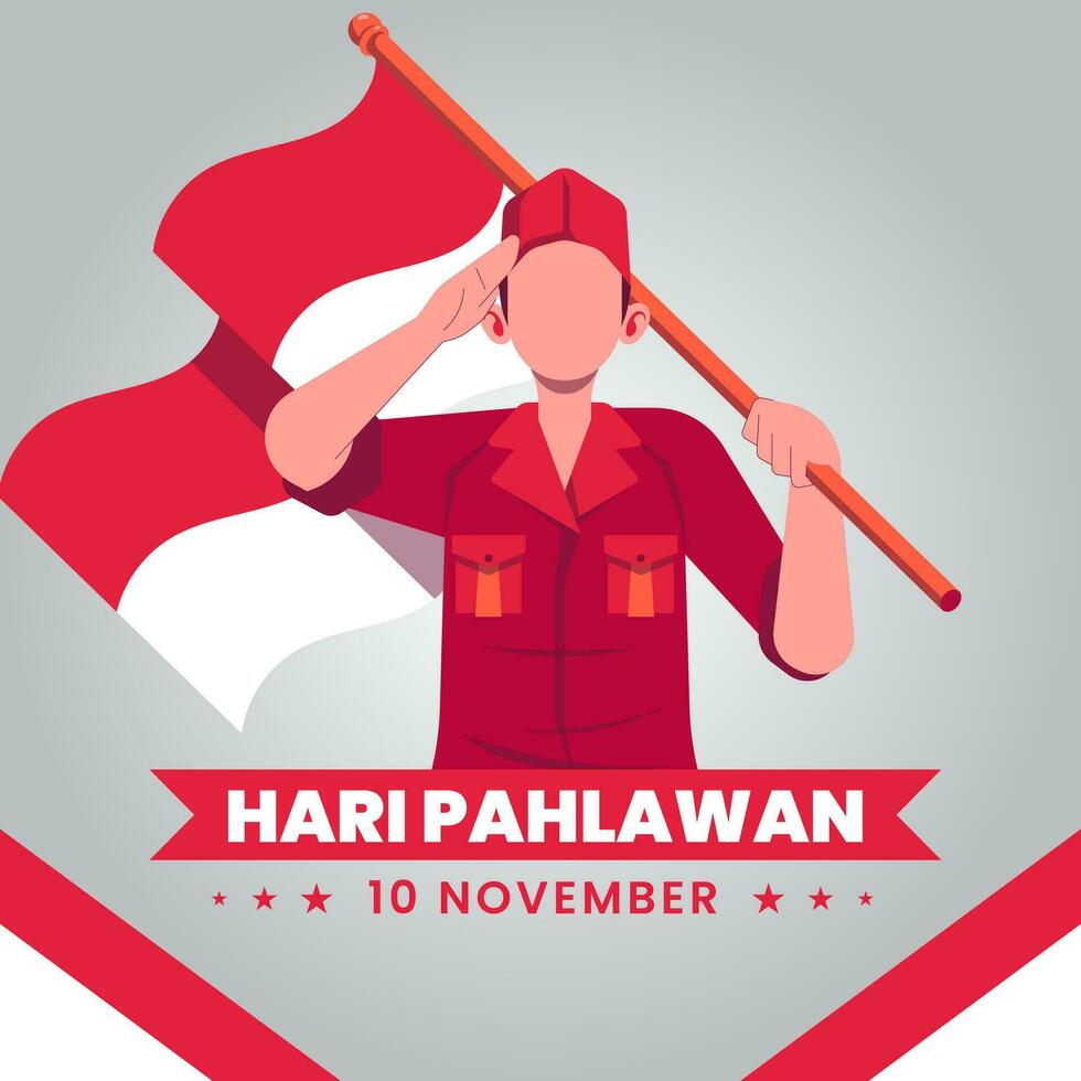 Indonesian Heroes Day vector. With the red and white concept, it adds to the spirit of commemorating the struggle vector