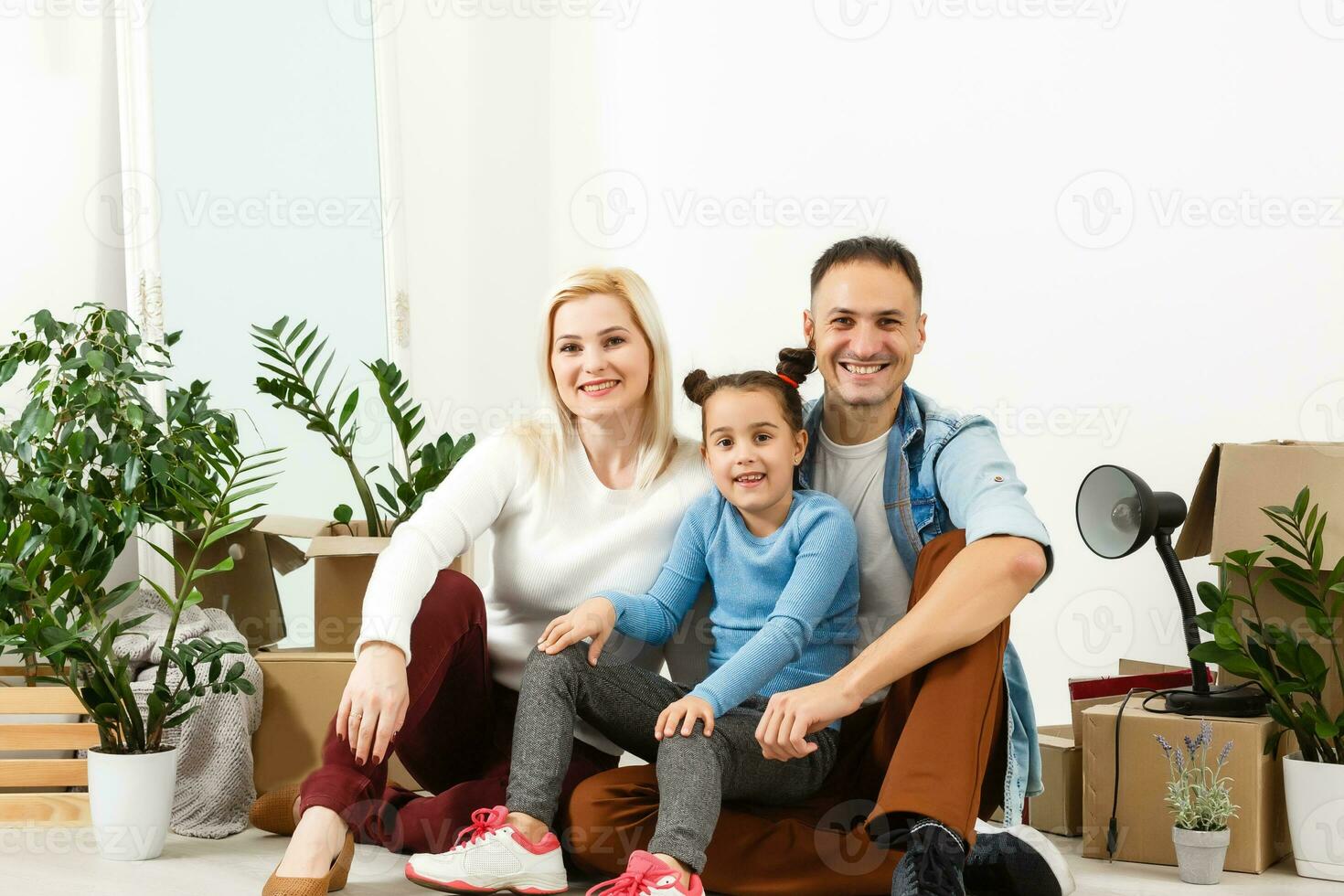 Stay Home Safe Campaign. A happy european family remained at quarantine self-isolation. Pandemic coronavirus covid 19 responsibility conscious decision. photo