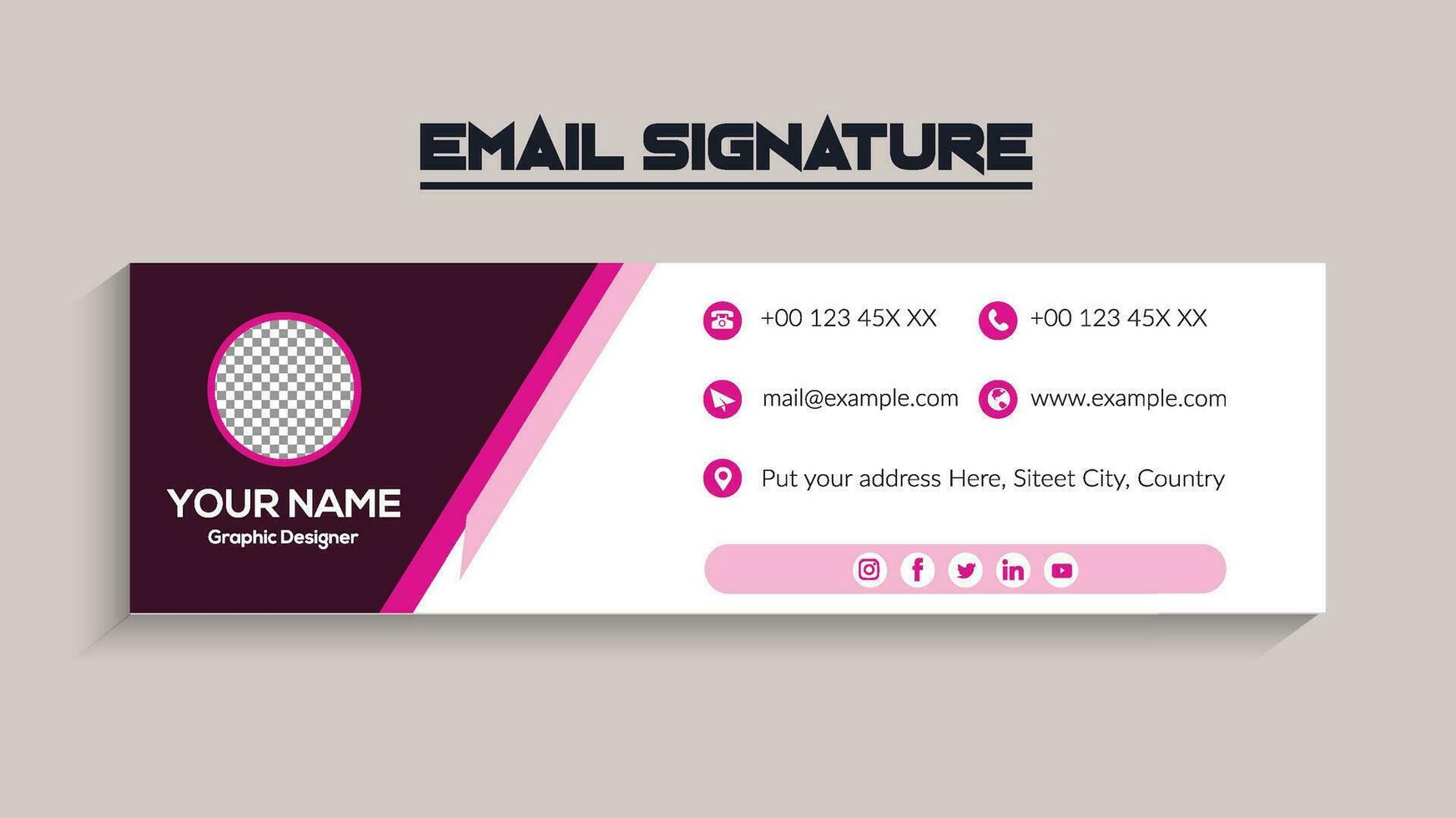 Email signature template design. Corporate email signature banner vector