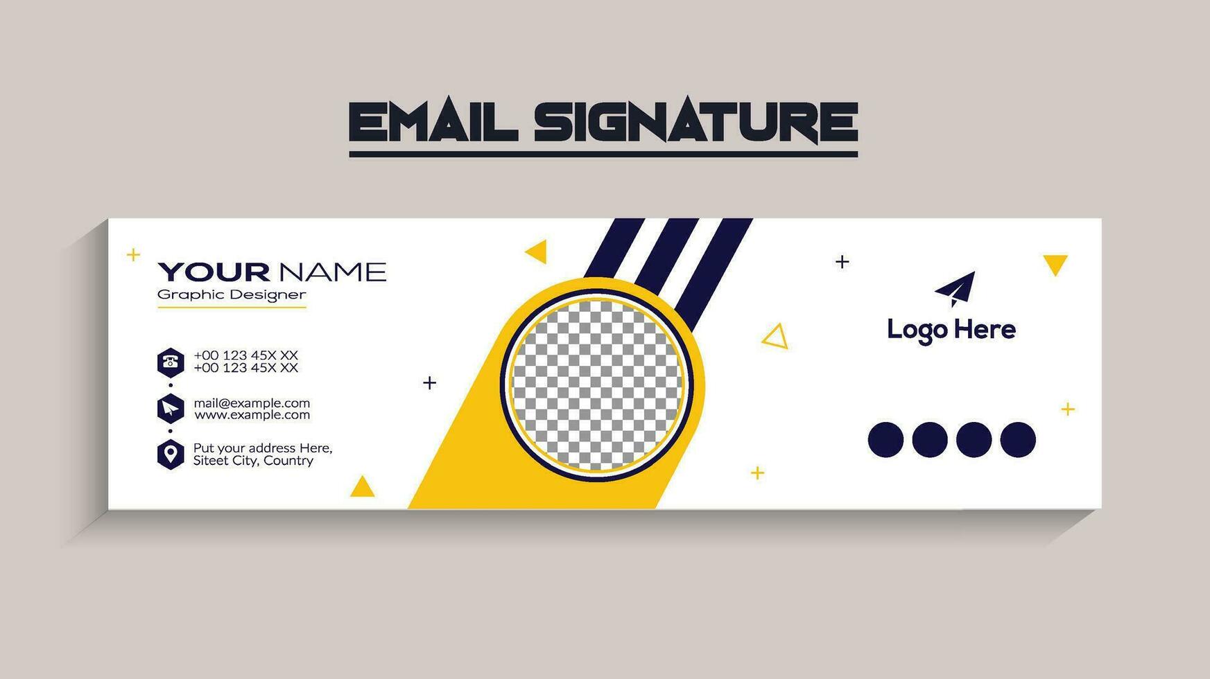 Email signature template design. Corporate email signature banner vector