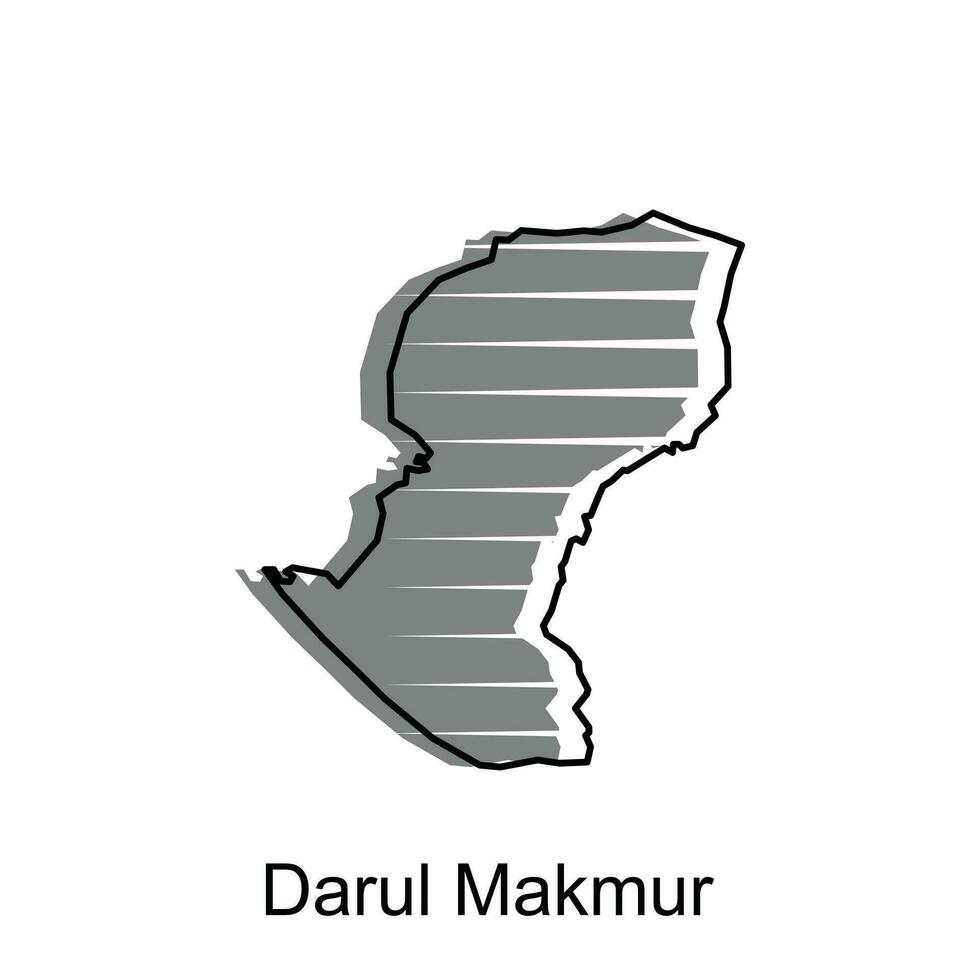 mapa ciudad de Darul makmur ilustración diseño, mundo mapa internacional vector modelo con contorno gráfico bosquejo estilo aislado en blanco antecedentes