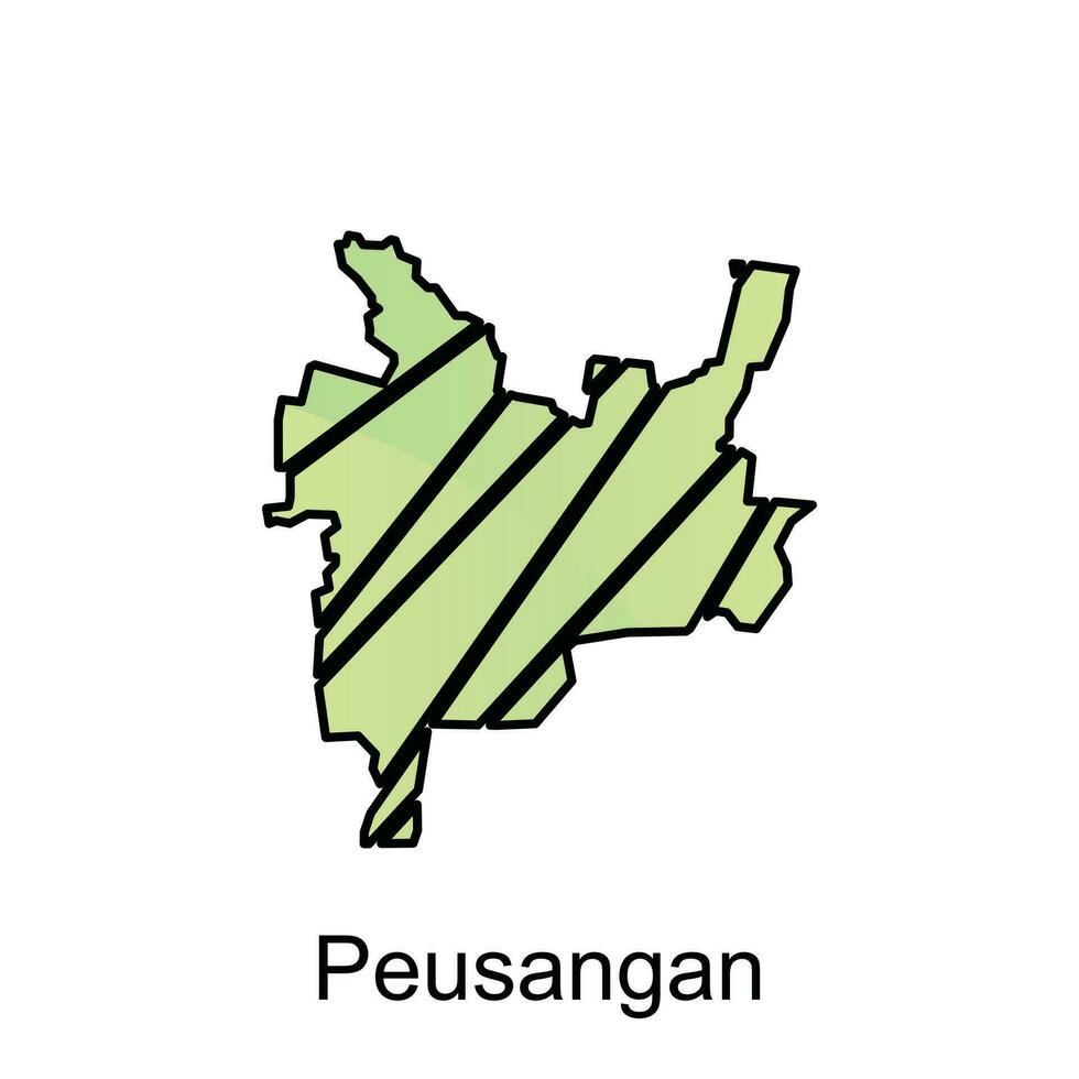 mapa de peusangan ciudad ilustración diseño abstracto, diseños concepto, logotipos, logotipo elemento para modelo. vector