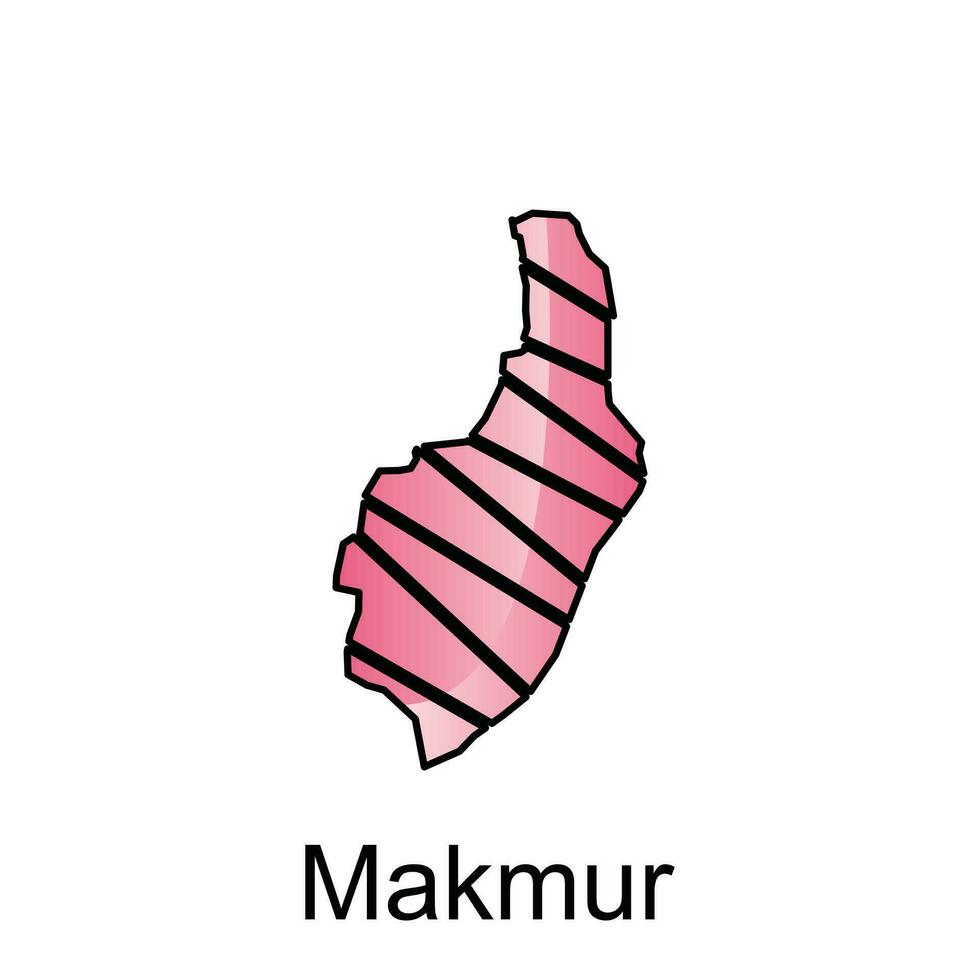 Makmur map City. vector map of province Aceh capital Country colorful design, illustration design template on white background