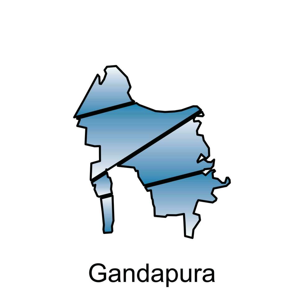 mapa ciudad de Gandapura ilustración diseño, mundo mapa internacional vector modelo con contorno gráfico bosquejo estilo aislado en blanco antecedentes