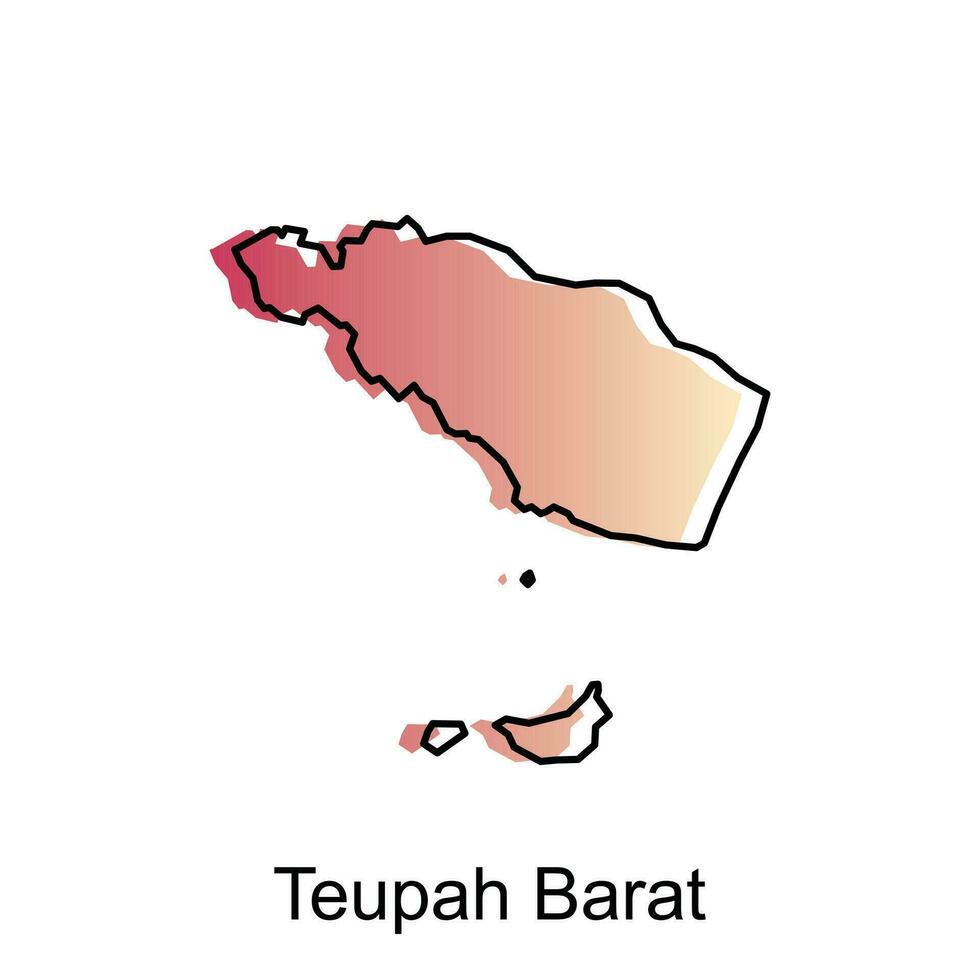 Map City of Teupah Barat illustration design, World Map International vector template with outline graphic sketch style isolated on white background
