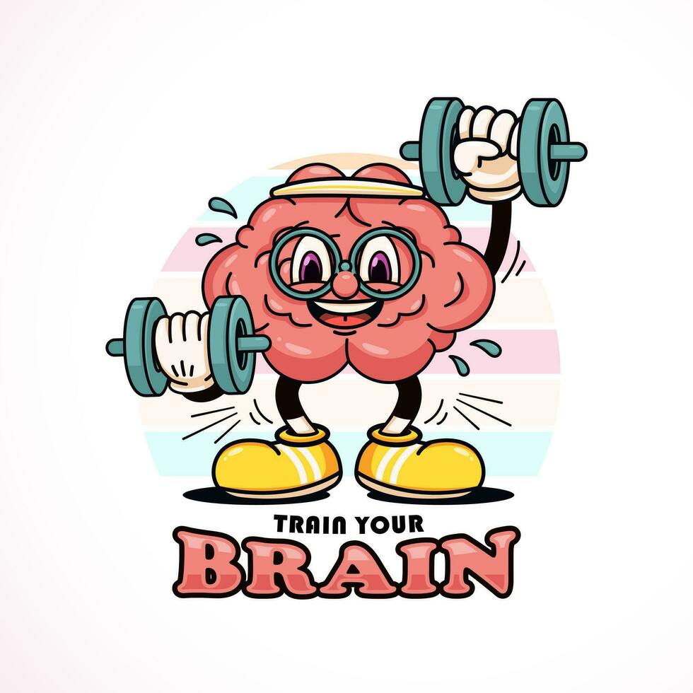 tren tu cerebro. adecuado para logotipos, mascotas, camisetas, pegatinas y carteles vector