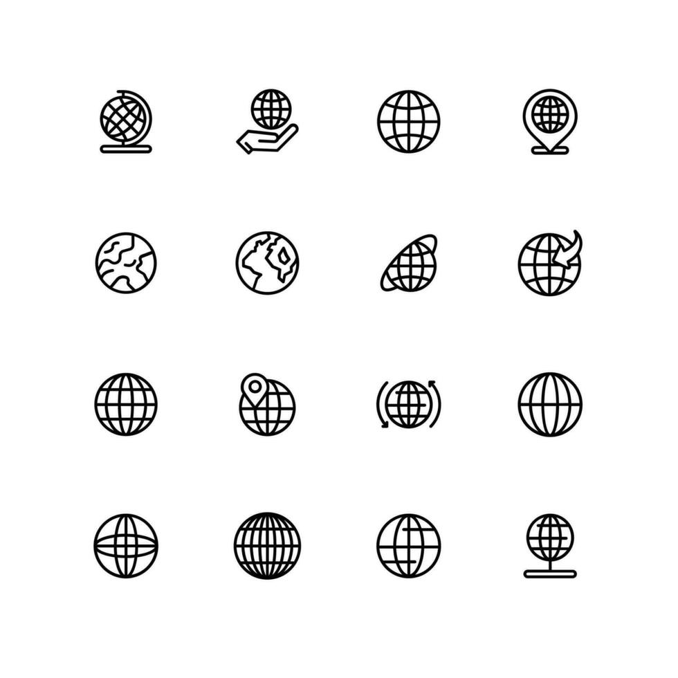 globe icon set, internet icon set, vector logo illustration