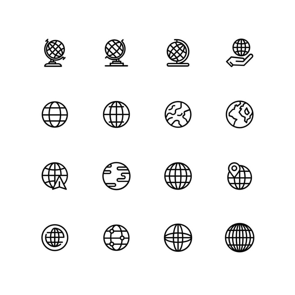 globe icon set, internet icon set, vector logo illustration