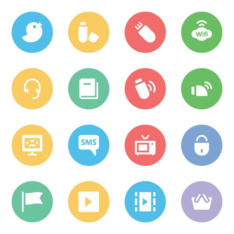 Set of Communication Data Flat Icons vector