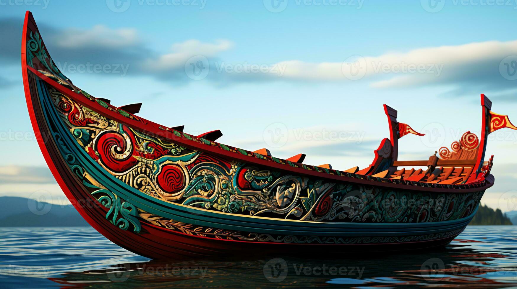 Traditional Thai boat on the beach Generate AI photo