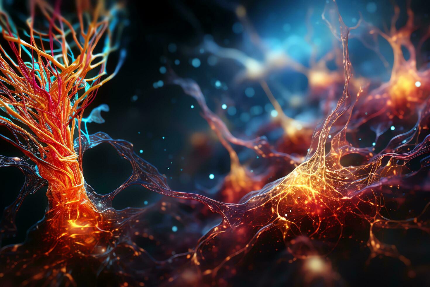 Nerve fibers. Brain. Science and medical illustration. Generate AI photo