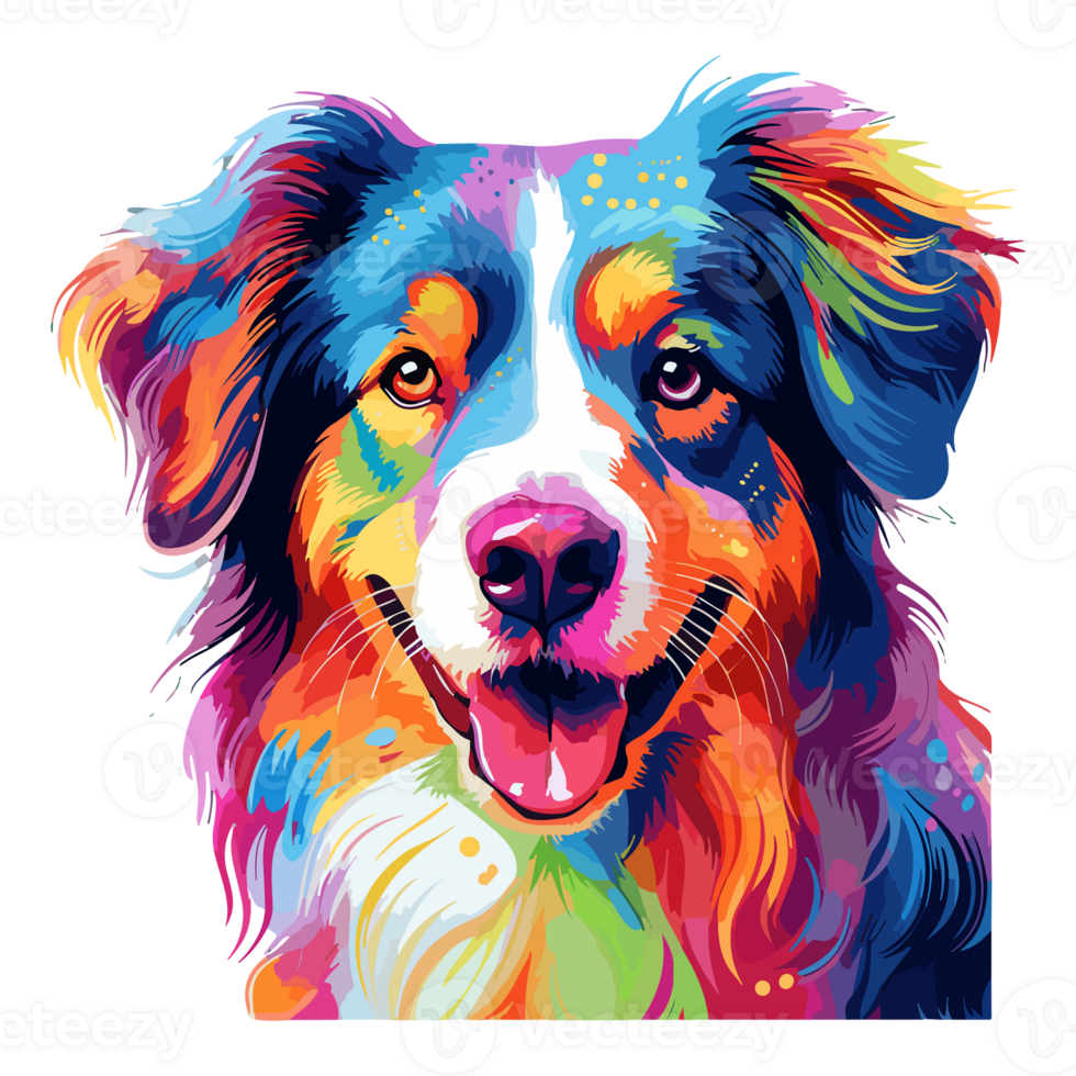 colorful portrait of dog transparent background png
