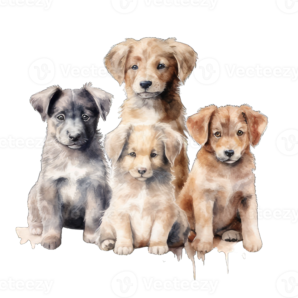 group of puppies transparent background ai generated png