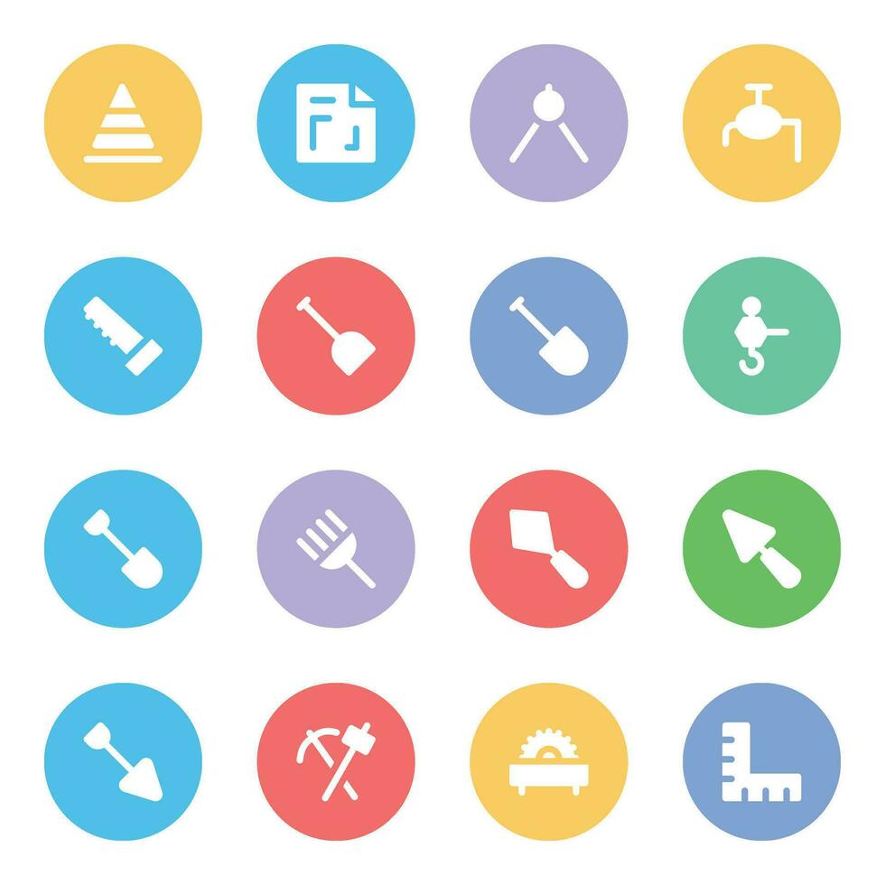 Set of Labour Tools Flat Icons vector