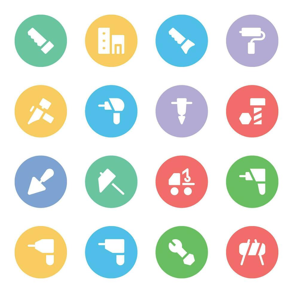 Pack of Construction Flat Icons vector