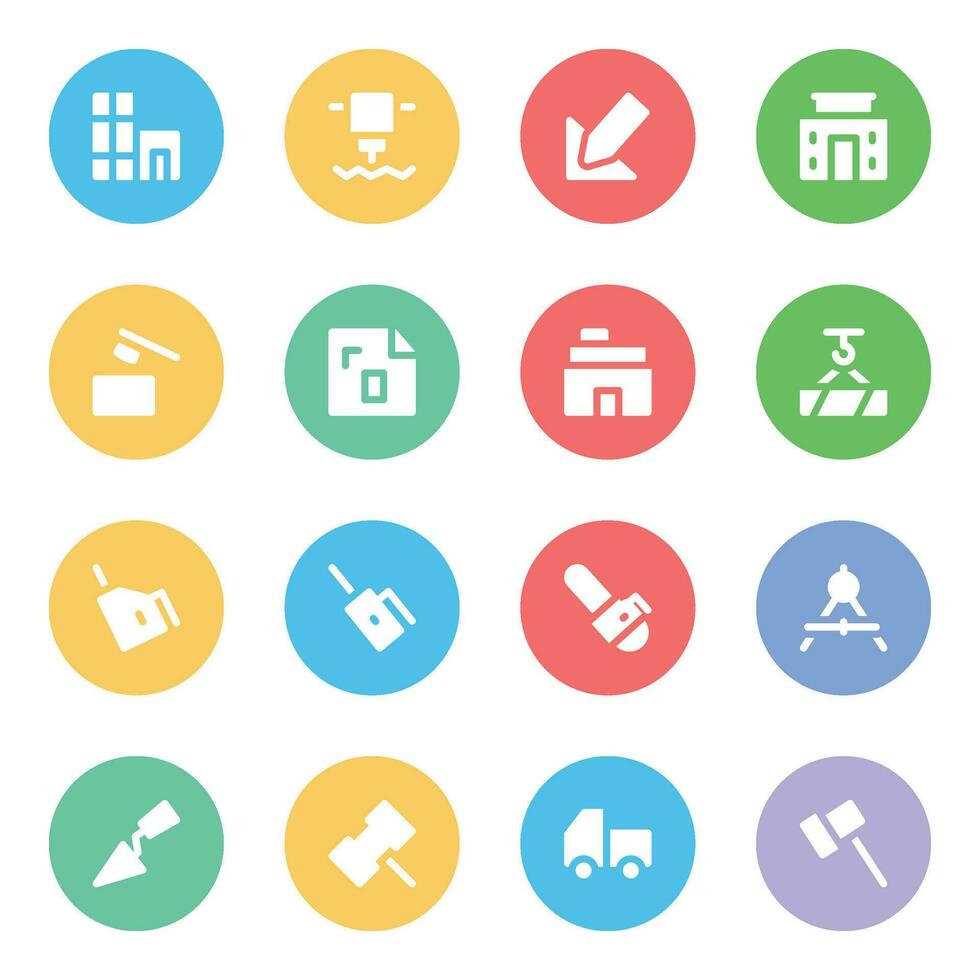 Construction and Maintenance Flat Icons vector