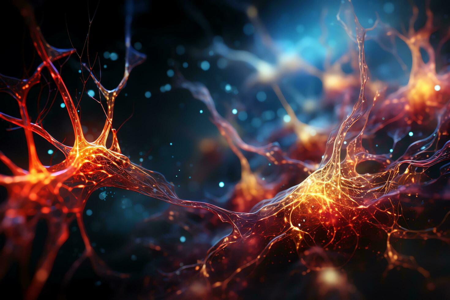 Nerve fibers. Brain. Science and medical illustration. Generate AI photo