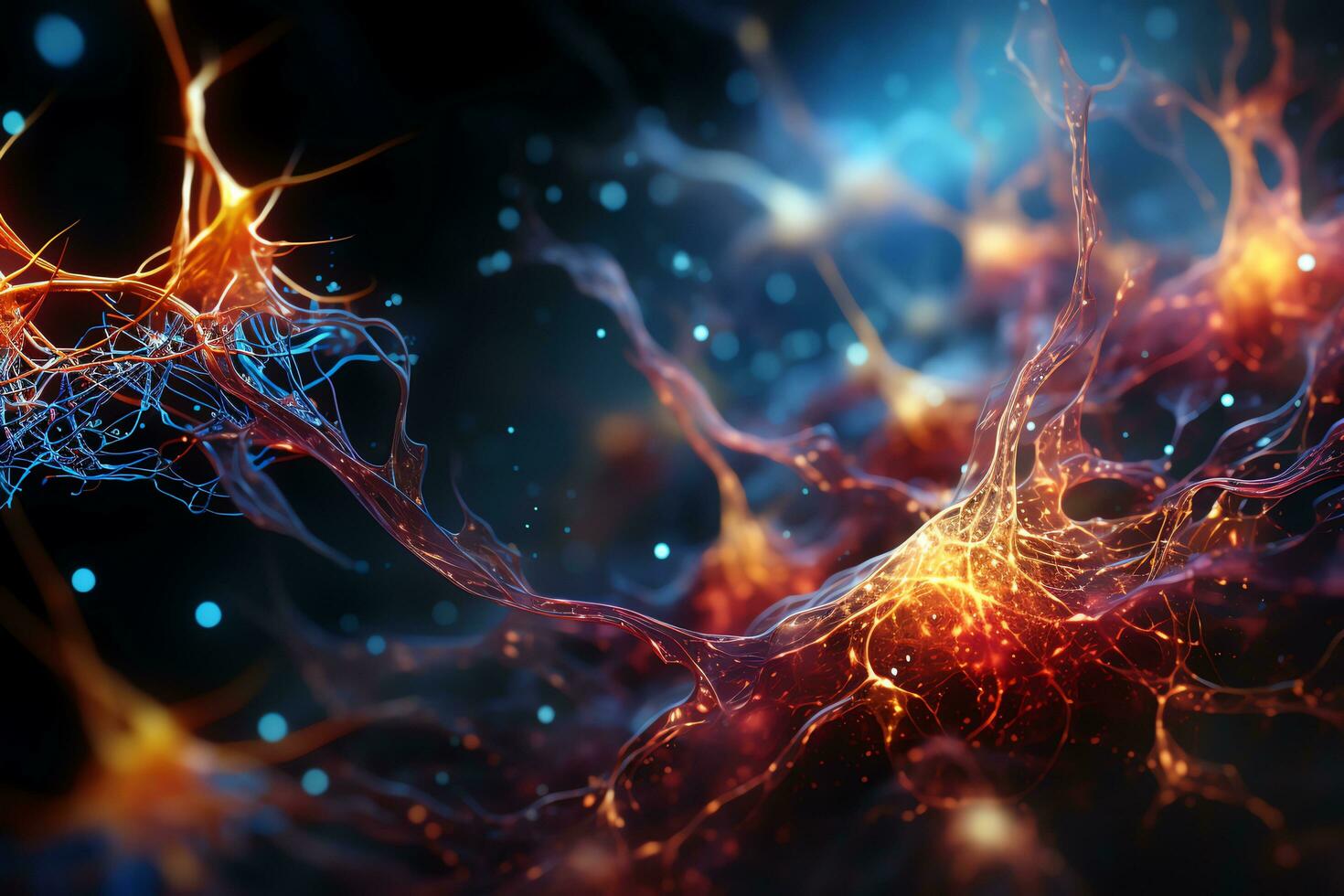 Nerve fibers. Brain. Science and medical illustration. Generate AI photo