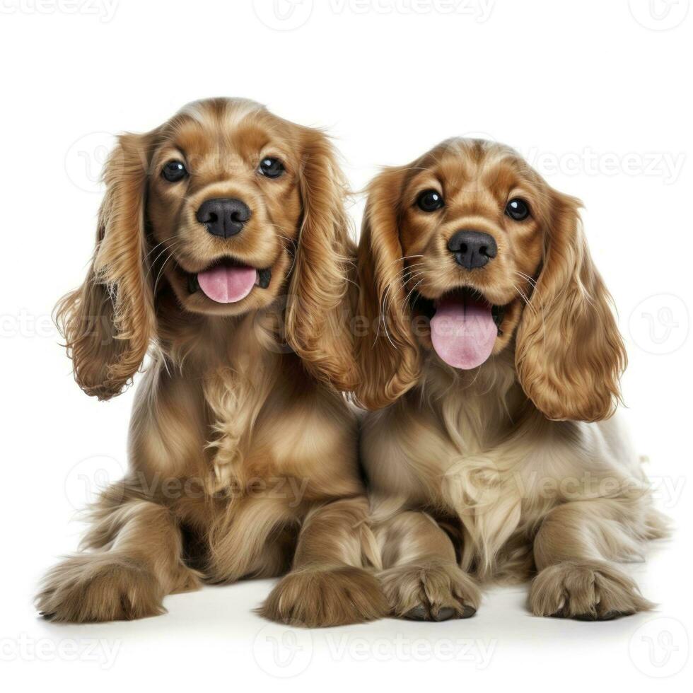 Love dogs couple in isolated white background photo